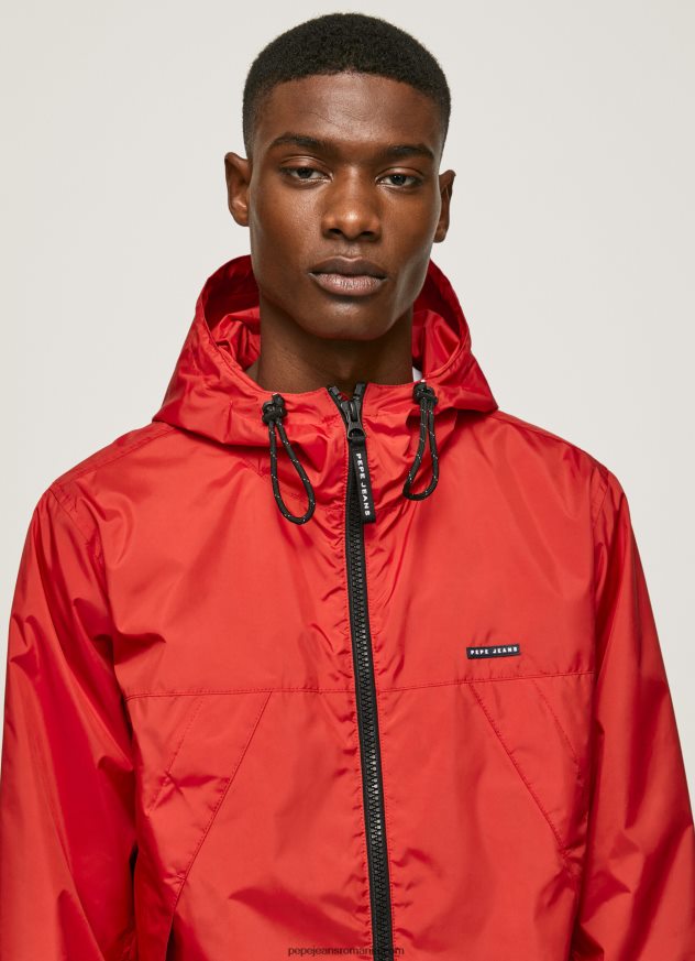jachetă de vânt cu glugă bărbați Pepe Jeans studio roșu 6Z0R46824