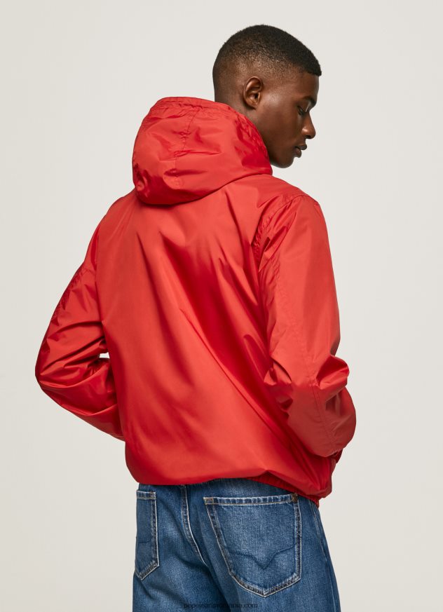 jachetă de vânt cu glugă bărbați Pepe Jeans studio roșu 6Z0R46824