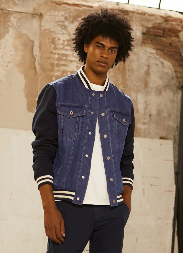 jachetă din stofă combinată bărbați Pepe Jeans denim 6Z0R46846