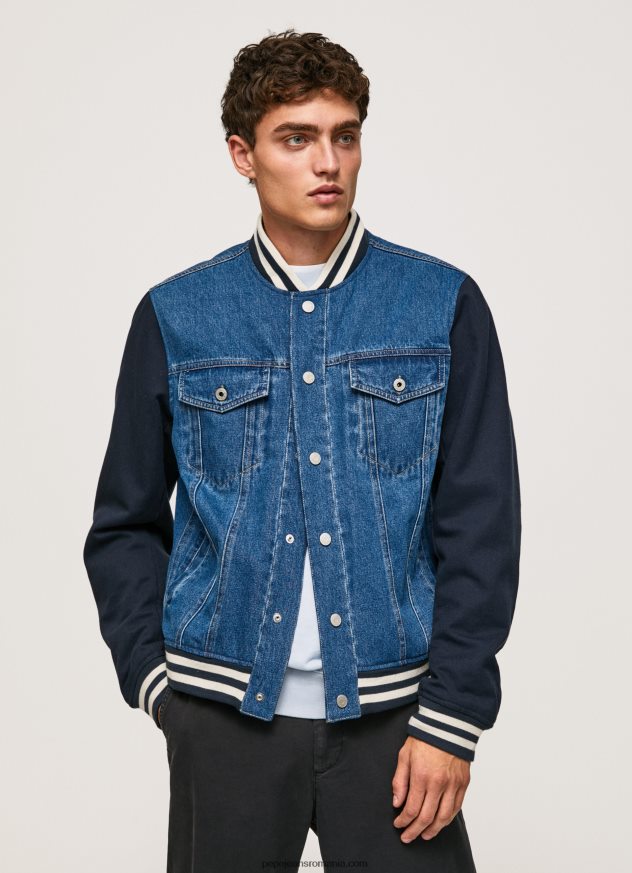 jachetă din stofă combinată bărbați Pepe Jeans denim 6Z0R46846