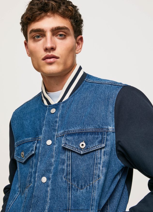 jachetă din stofă combinată bărbați Pepe Jeans denim 6Z0R46846