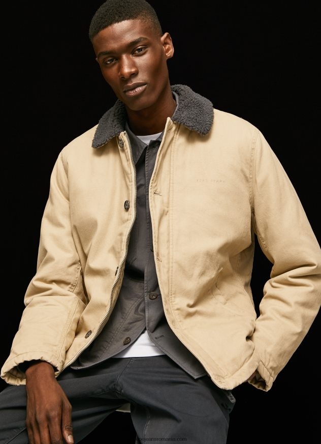 jachetă pufă scurtă din pânză bărbați Pepe Jeans piatră 6Z0R46838