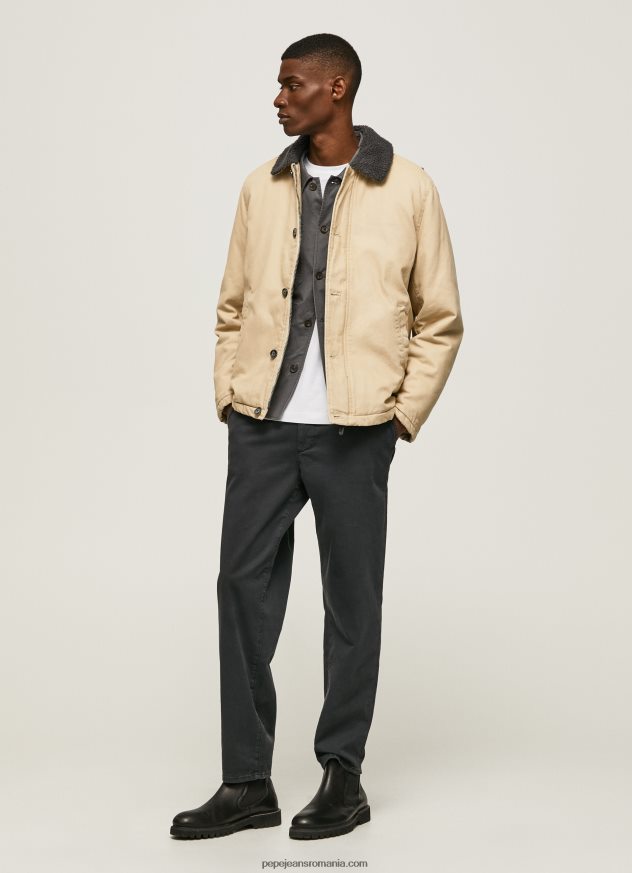 jachetă pufă scurtă din pânză bărbați Pepe Jeans piatră 6Z0R46838