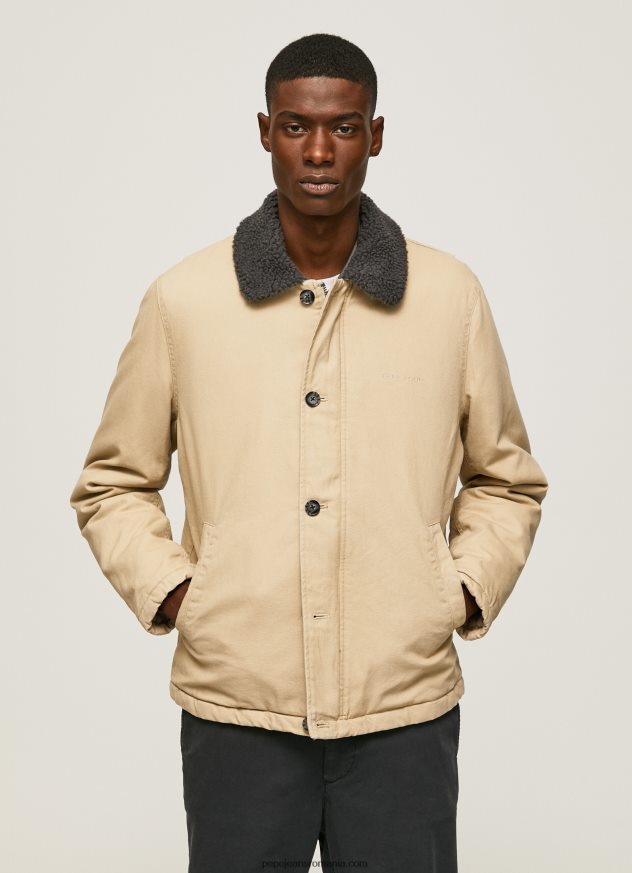 jachetă pufă scurtă din pânză bărbați Pepe Jeans piatră 6Z0R46838