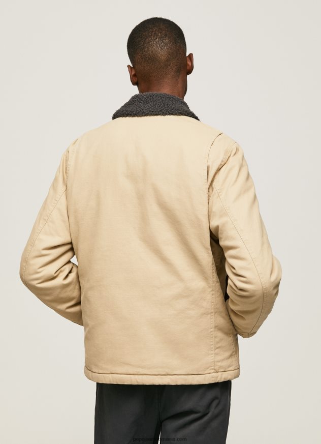 jachetă pufă scurtă din pânză bărbați Pepe Jeans piatră 6Z0R46838