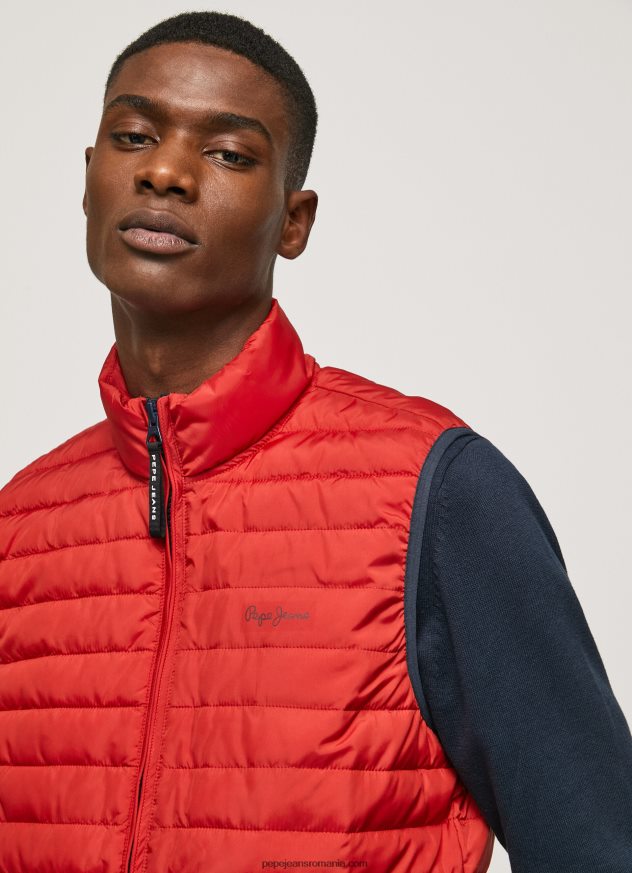 vestă căptușită cu fermoar bărbați Pepe Jeans studio roșu 6Z0R46843