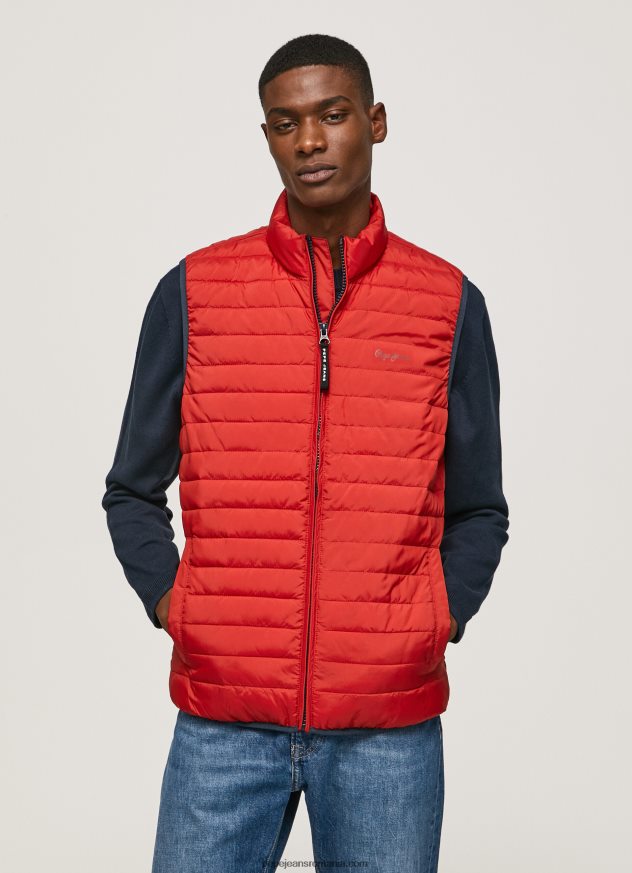 vestă căptușită cu fermoar bărbați Pepe Jeans studio roșu 6Z0R46843