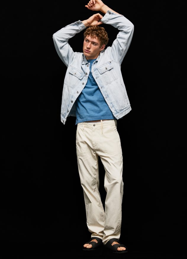 pantaloni cargo newton worker bărbați Pepe Jeans fildeş 6Z0R461123