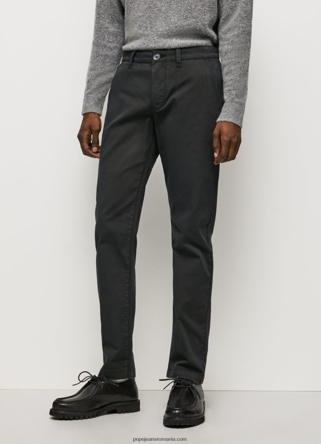 pantaloni charly chino bărbați Pepe Jeans negru 6Z0R461107