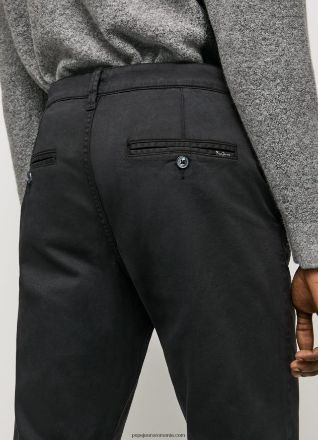 pantaloni charly chino bărbați Pepe Jeans negru 6Z0R461107