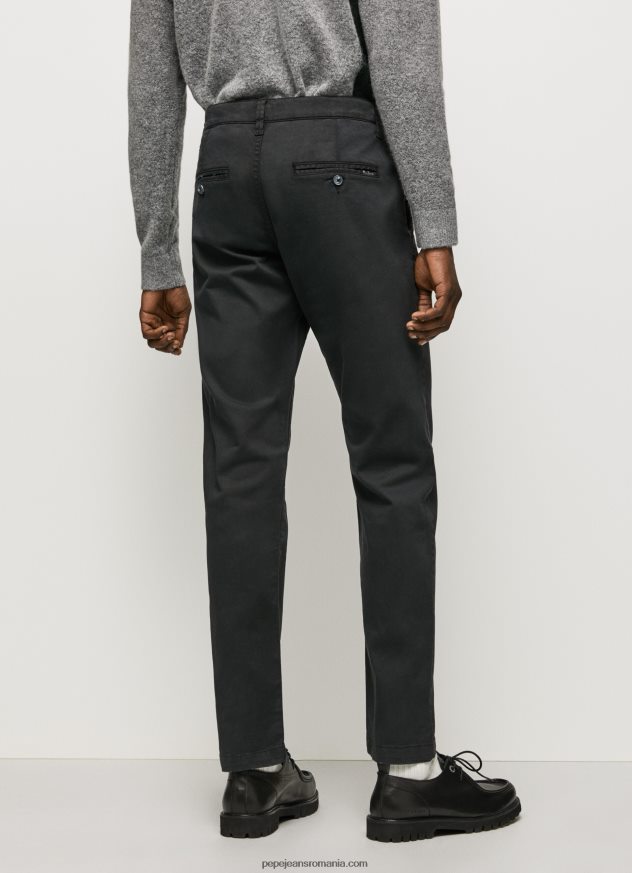 pantaloni charly chino bărbați Pepe Jeans negru 6Z0R461107