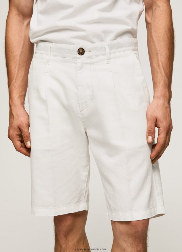 pantaloni scurți chino arkin cu pliuri bărbați Pepe Jeans fildeş 6Z0R461128