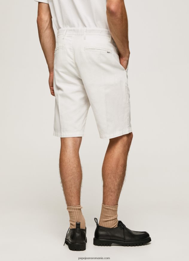 pantaloni scurți chino arkin cu pliuri bărbați Pepe Jeans fildeş 6Z0R461128