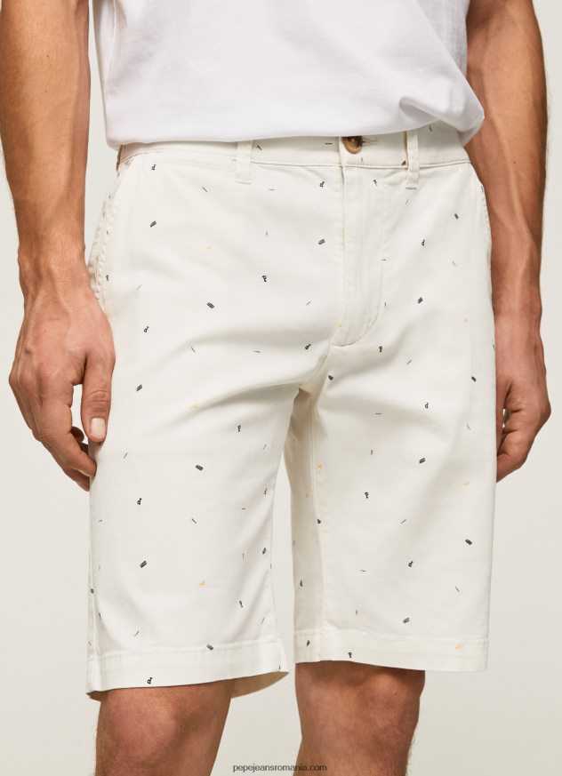 pantaloni scurți chino cu imprimeu mc queen bărbați Pepe Jeans alb 6Z0R461116