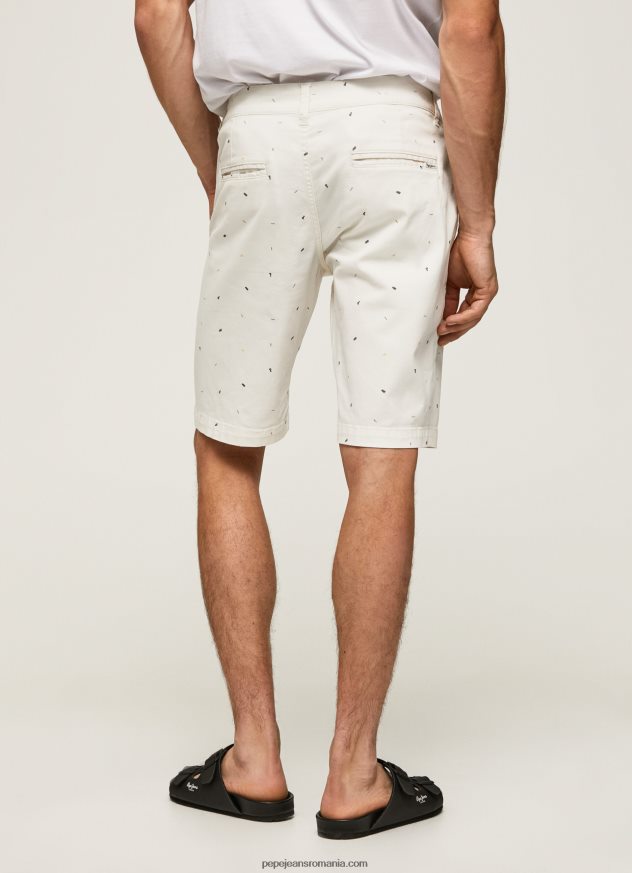 pantaloni scurți chino cu imprimeu mc queen bărbați Pepe Jeans alb 6Z0R461116