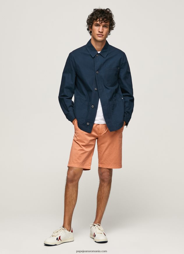 pantaloni scurți chino din bumbac bărbați Pepe Jeans portocala de dovleac 6Z0R461132