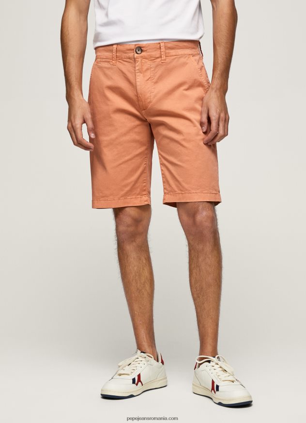 pantaloni scurți chino din bumbac bărbați Pepe Jeans portocala de dovleac 6Z0R461132