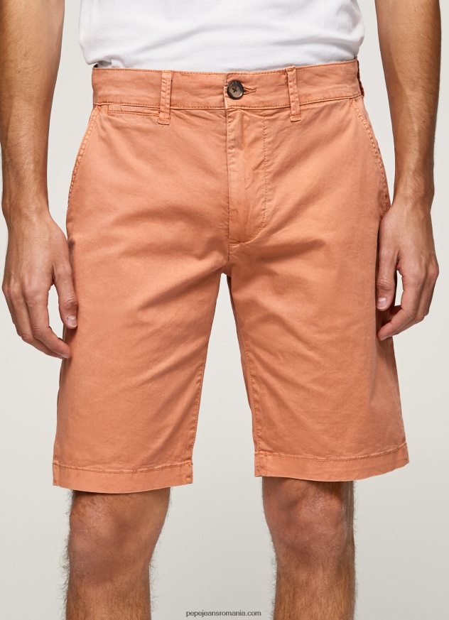 pantaloni scurți chino din bumbac bărbați Pepe Jeans portocala de dovleac 6Z0R461132