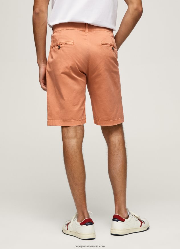 pantaloni scurți chino din bumbac bărbați Pepe Jeans portocala de dovleac 6Z0R461132
