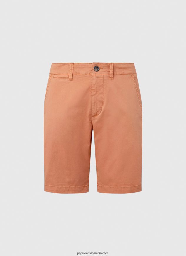 pantaloni scurți chino din bumbac bărbați Pepe Jeans portocala de dovleac 6Z0R461132