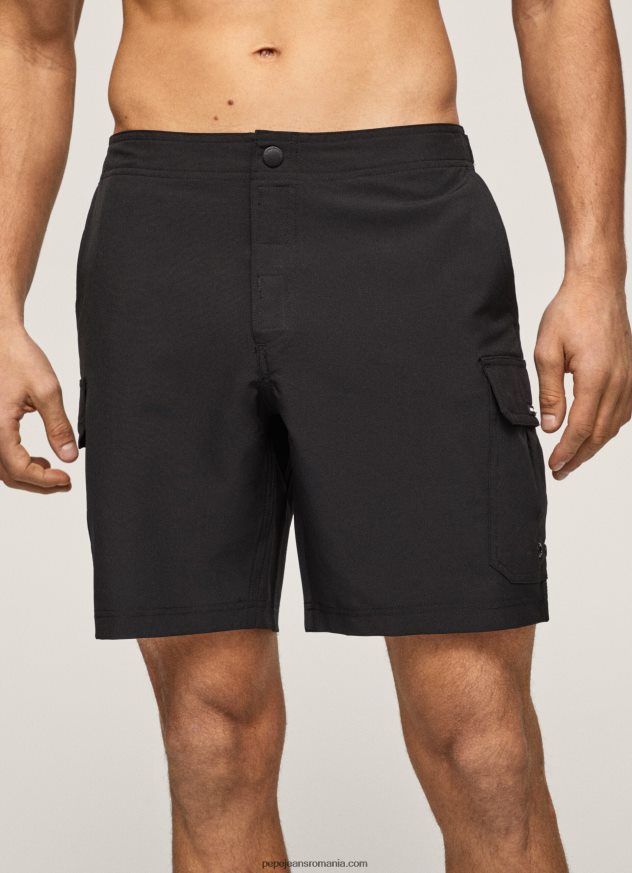 pantaloni scurți de baie fergus cargo bărbați Pepe Jeans negru 6Z0R461142
