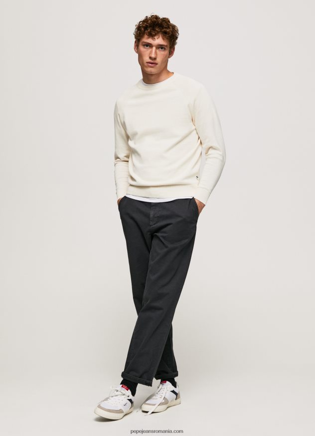 jerseu de bumbac cu guler rotund bărbați Pepe Jeans fildeş 6Z0R46865