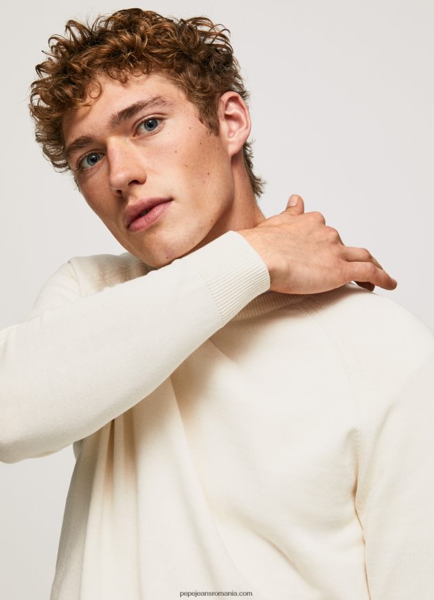 jerseu de bumbac cu guler rotund bărbați Pepe Jeans fildeş 6Z0R46865