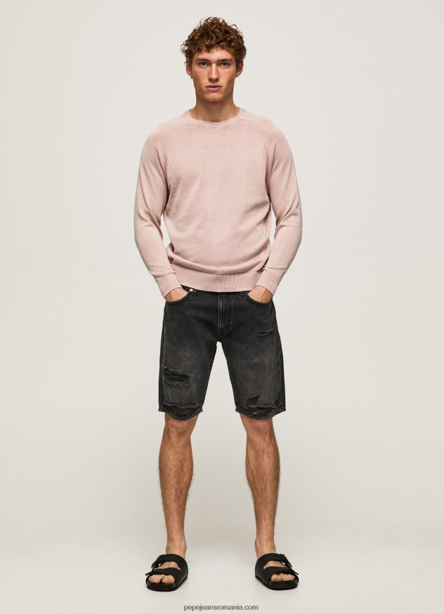 jerseu de bumbac cu guler rotund bărbați Pepe Jeans înălbitor roz 6Z0R46863