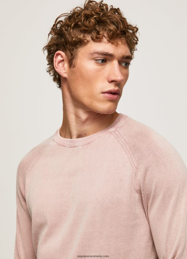 jerseu de bumbac cu guler rotund bărbați Pepe Jeans înălbitor roz 6Z0R46863