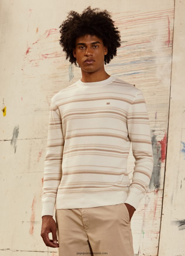 jerseu de bumbac cu imprimeu dungi bărbați Pepe Jeans aproape alb 6Z0R46866