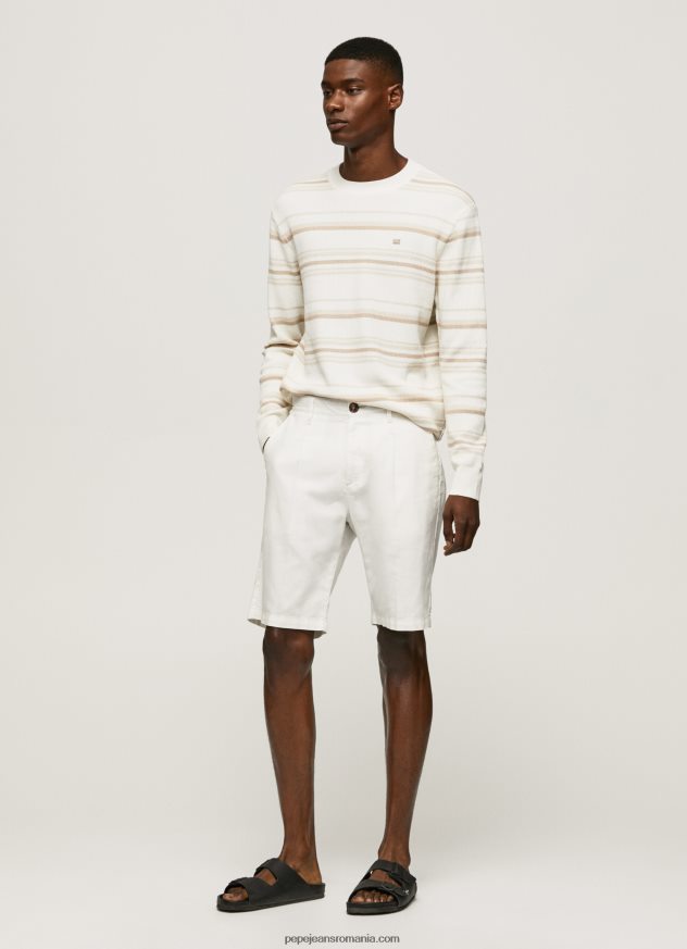 jerseu de bumbac cu imprimeu dungi bărbați Pepe Jeans aproape alb 6Z0R46866
