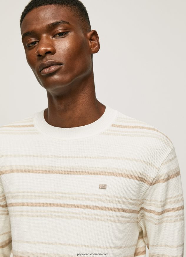 jerseu de bumbac cu imprimeu dungi bărbați Pepe Jeans aproape alb 6Z0R46866