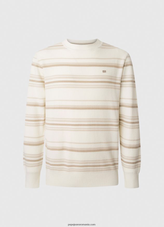 jerseu de bumbac cu imprimeu dungi bărbați Pepe Jeans aproape alb 6Z0R46866