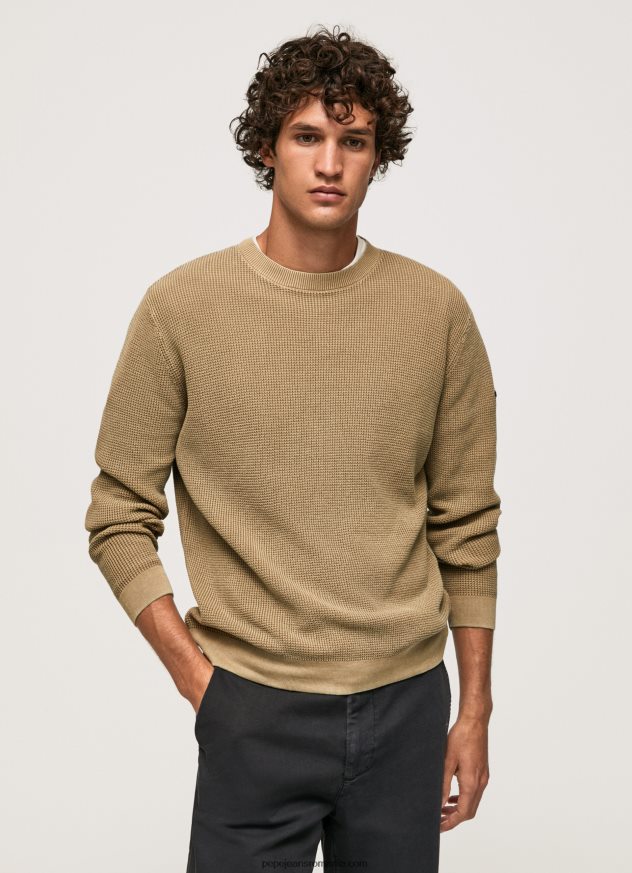 jerseu de bumbac tricotat vafre bărbați Pepe Jeans cămilă 6Z0R46855