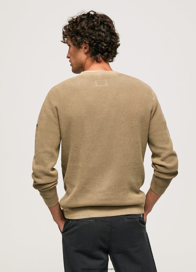 jerseu de bumbac tricotat vafre bărbați Pepe Jeans cămilă 6Z0R46855