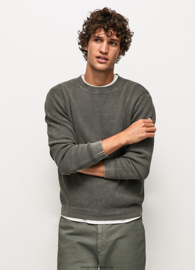 jerseu de bumbac tricotat vafre bărbați Pepe Jeans negru spalat 6Z0R46854