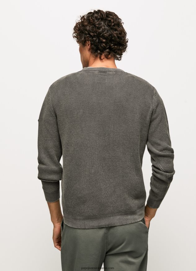 jerseu de bumbac tricotat vafre bărbați Pepe Jeans negru spalat 6Z0R46854