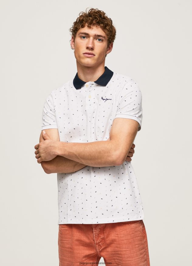Tricou polo cu imprimeu piqué bărbați Pepe Jeans alb 6Z0R461094