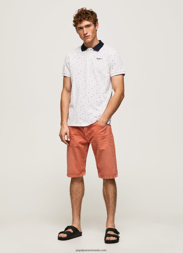 Tricou polo cu imprimeu piqué bărbați Pepe Jeans alb 6Z0R461094