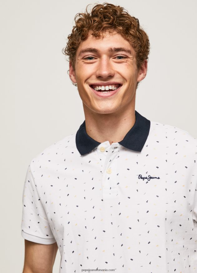 Tricou polo cu imprimeu piqué bărbați Pepe Jeans alb 6Z0R461094