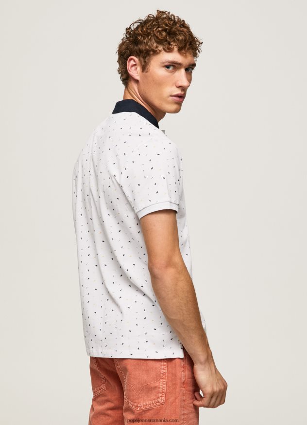 Tricou polo cu imprimeu piqué bărbați Pepe Jeans alb 6Z0R461094