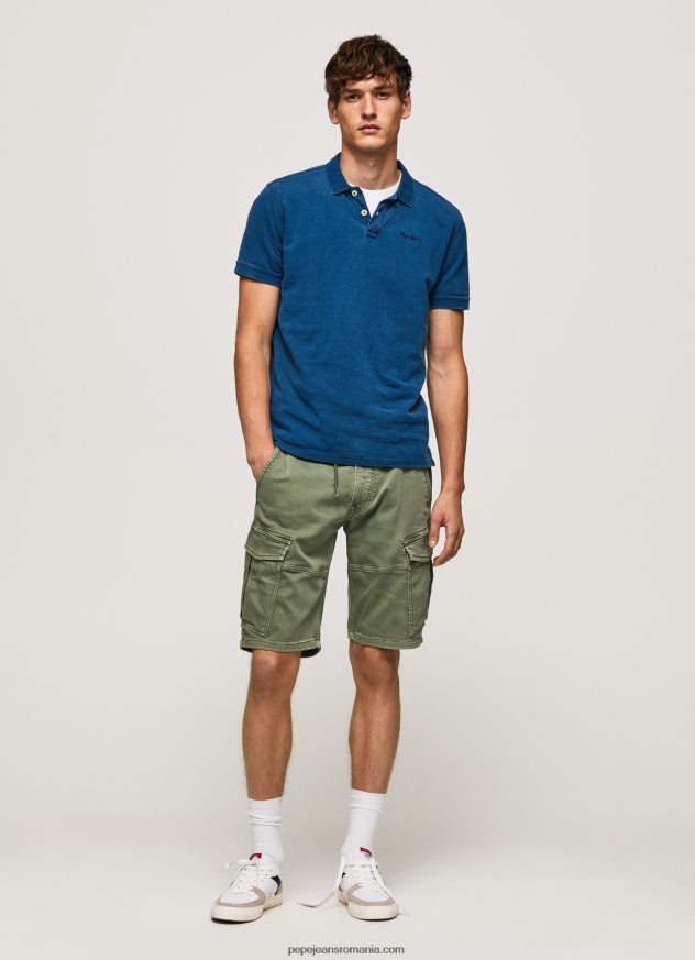 Tricou polo din bumbac cu efect uzat bărbați Pepe Jeans indigo 6Z0R461079