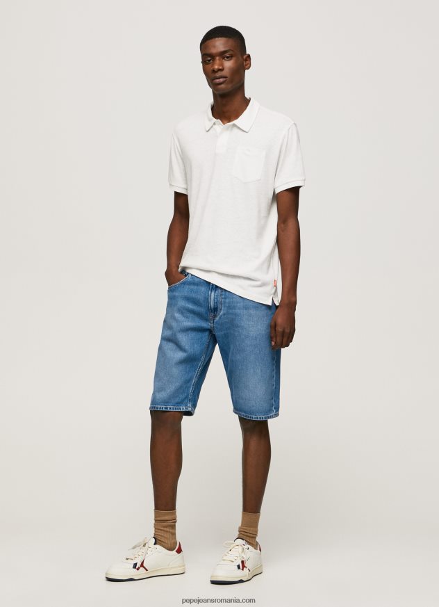 tricou polo bumbac in bărbați Pepe Jeans aproape alb 6Z0R461089