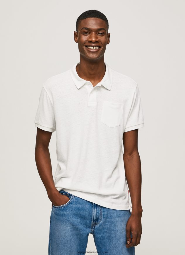 tricou polo bumbac in bărbați Pepe Jeans aproape alb 6Z0R461089