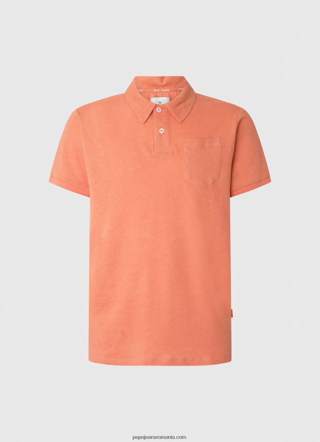 tricou polo bumbac in bărbați Pepe Jeans portocala de dovleac 6Z0R461088