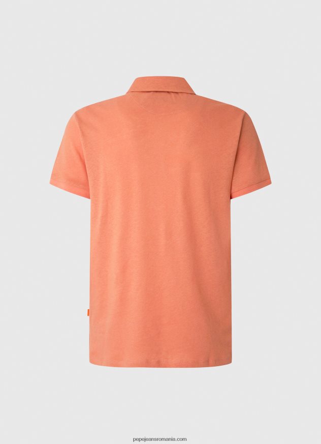 tricou polo bumbac in bărbați Pepe Jeans portocala de dovleac 6Z0R461088