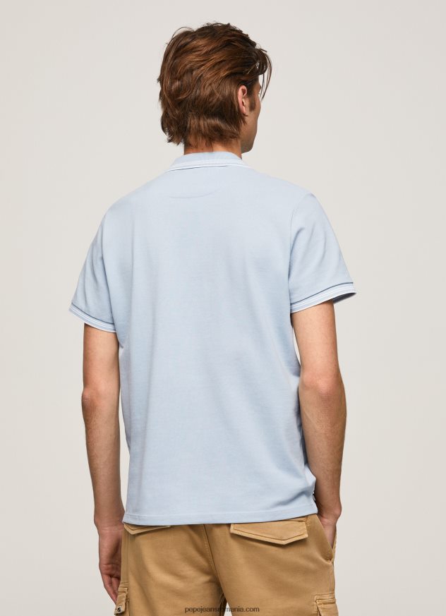 tricou polo cu logo brodat piqué bărbați Pepe Jeans albastru înălbitor 6Z0R461080