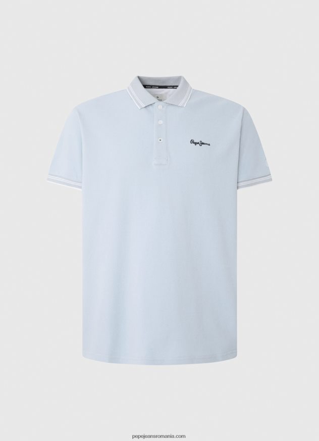 tricou polo cu logo brodat piqué bărbați Pepe Jeans albastru înălbitor 6Z0R461080