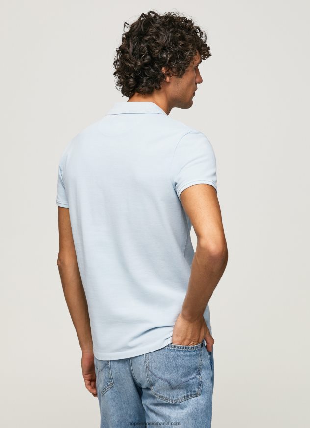 tricou polo cu logo brodat piqué bărbați Pepe Jeans albastru înălbitor 6Z0R461096
