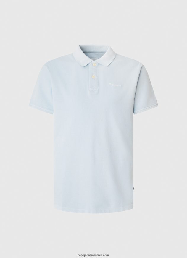 tricou polo cu logo brodat piqué bărbați Pepe Jeans albastru înălbitor 6Z0R461096